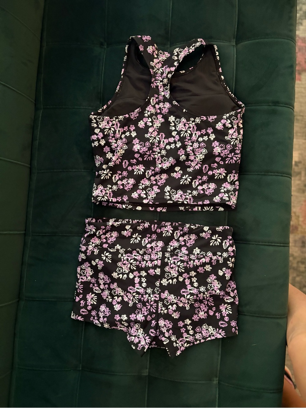 Knix Teen Swim Tankini Floral Black & Pink Set- Period Swim - Picture 2 of 3